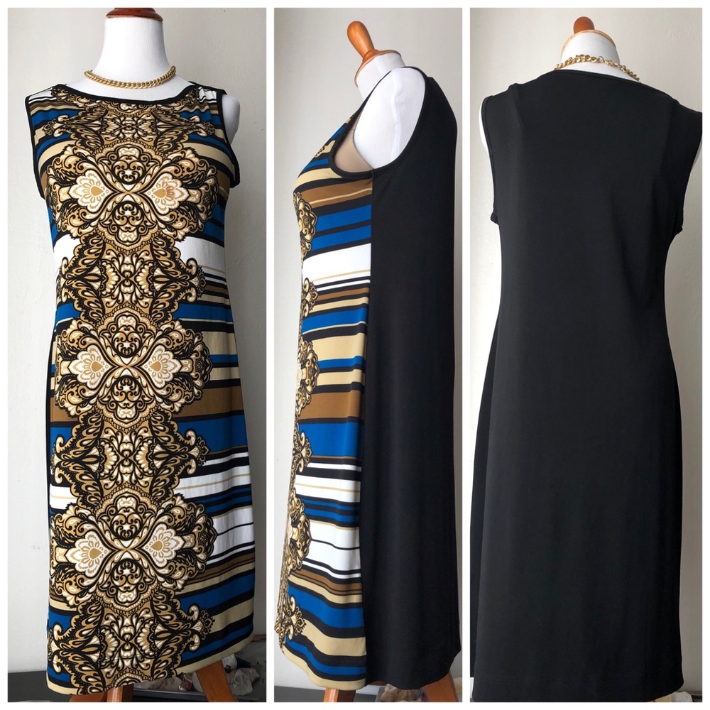 Banana Republic Gold Black Blue Sleeveless Dress M